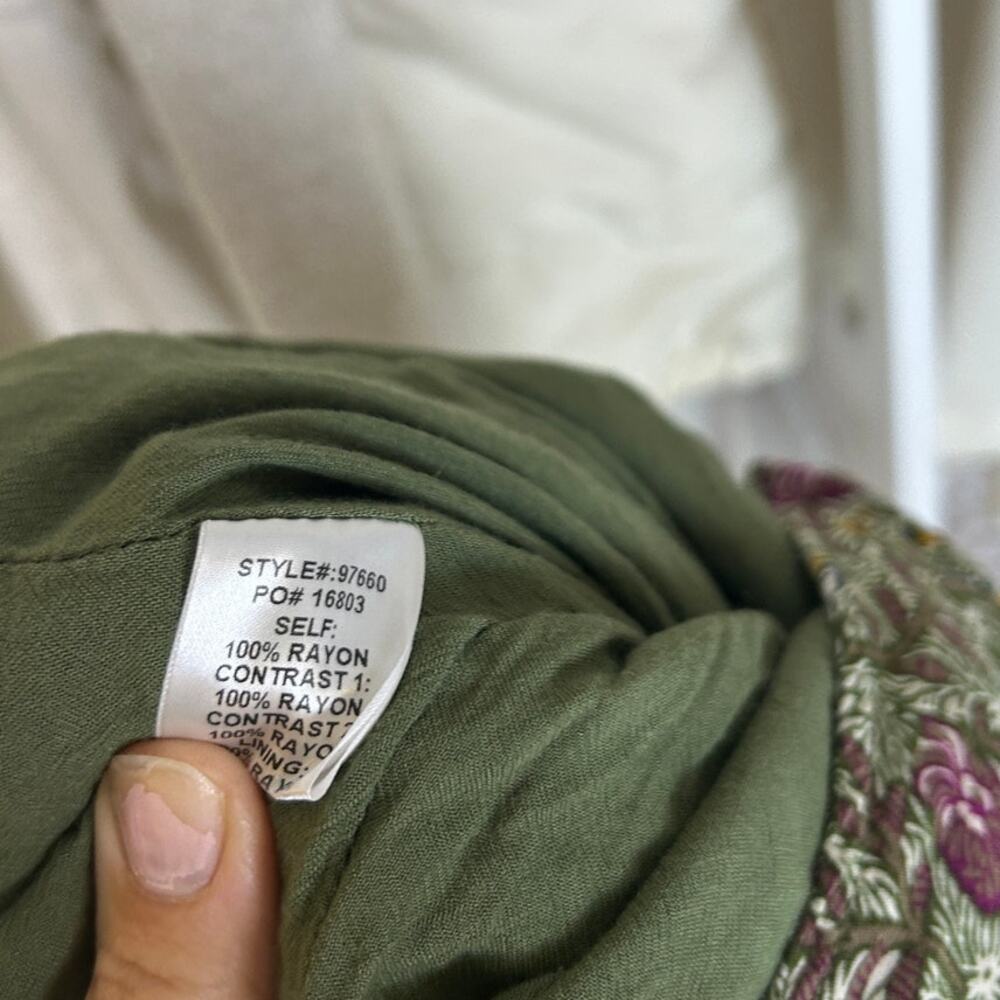 Skies Are Blue Women's Size S Green Floral Peasant Boho Tunic Blouse Dress #0497 - Picture 8 of 11
